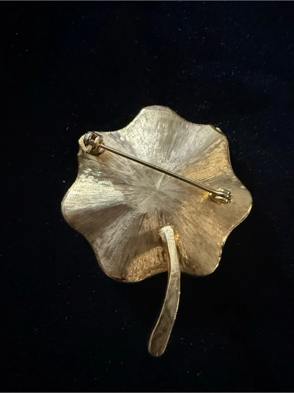 Vintage Yellow Guilloche Enamel Morning Glory Flower Brooch Pin